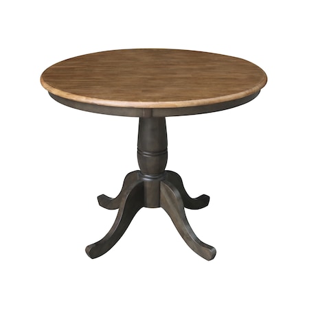 International Concepts Round 36 in Round Top Pedestal Table, 29.1 inH, Hickory/Washed Coal, 36 W, 36 L, 29.1 in H, Wood K45-36RT